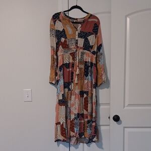 Wonderly Colorful Patchwork Long Sleeve Dress